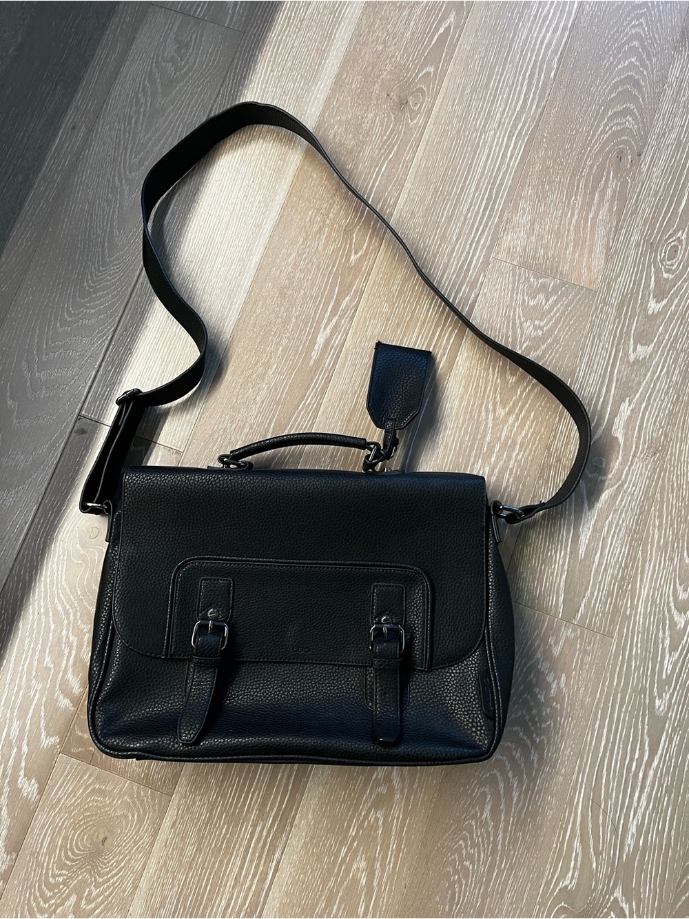 Aldo Men's Black Leather Messenger Bag